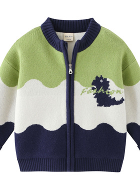 男童毛衣外套秋冬季拉链针织开衫2025新款宝宝加绒加厚棉衣服8180