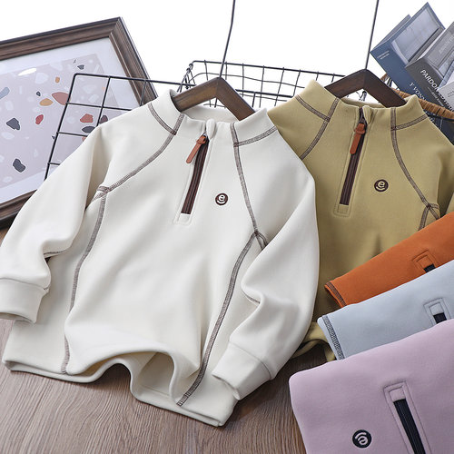 男童加厚糯米绒打底衫