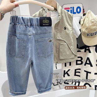 哈伦裤 100棉男童纯棉牛仔裤 儿童宽松直筒休闲长裤 装 6900 2026春季