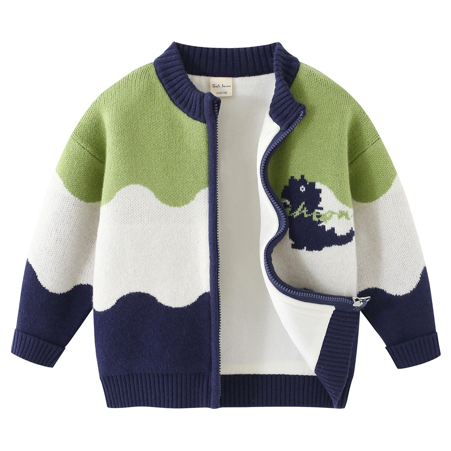 男童毛衣外套秋冬季拉链针织开衫2025新款宝宝加绒加厚棉衣服8180