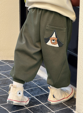 男童运动裤2025秋季新款宝宝儿童卡通针织长裤儿童休闲裤子6375