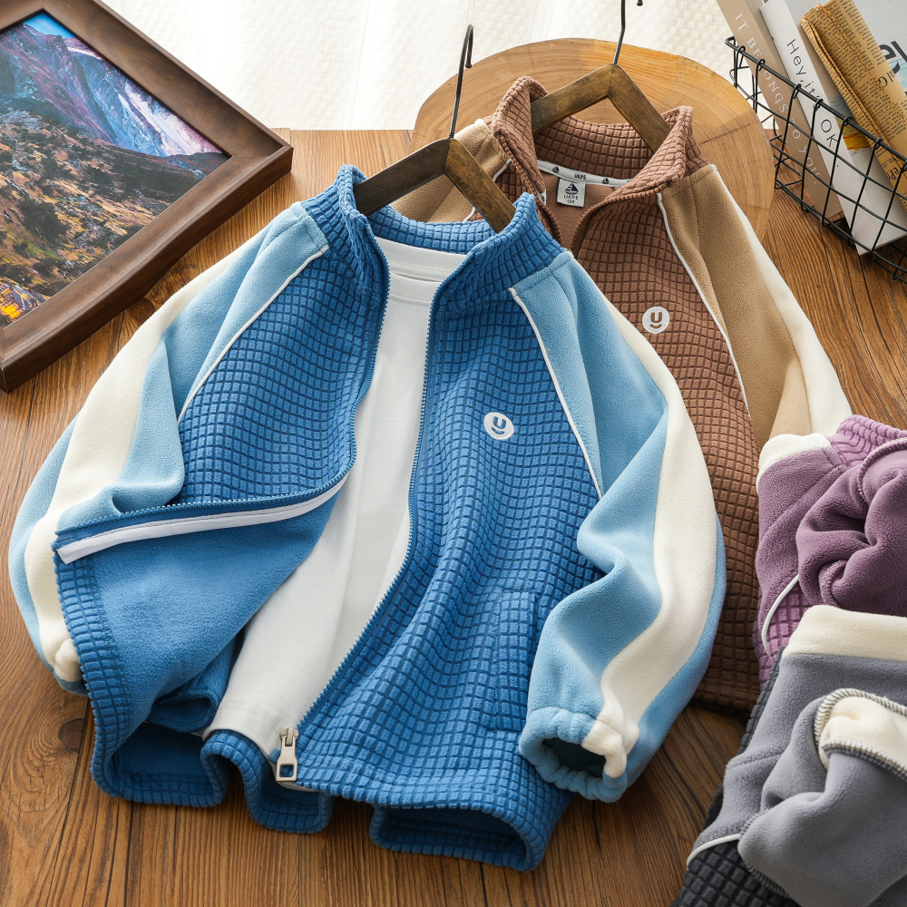 秋冬季男童加绒外套厚款卫衣开衫