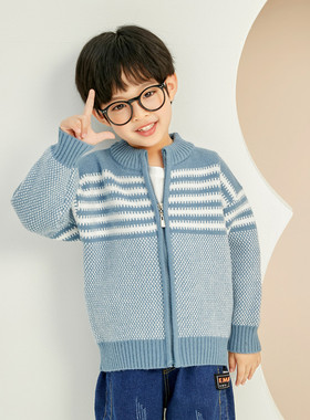 男童加绒毛衣外套厚2026秋冬季儿童拉链针织开衫宝宝棉衣棉服8817