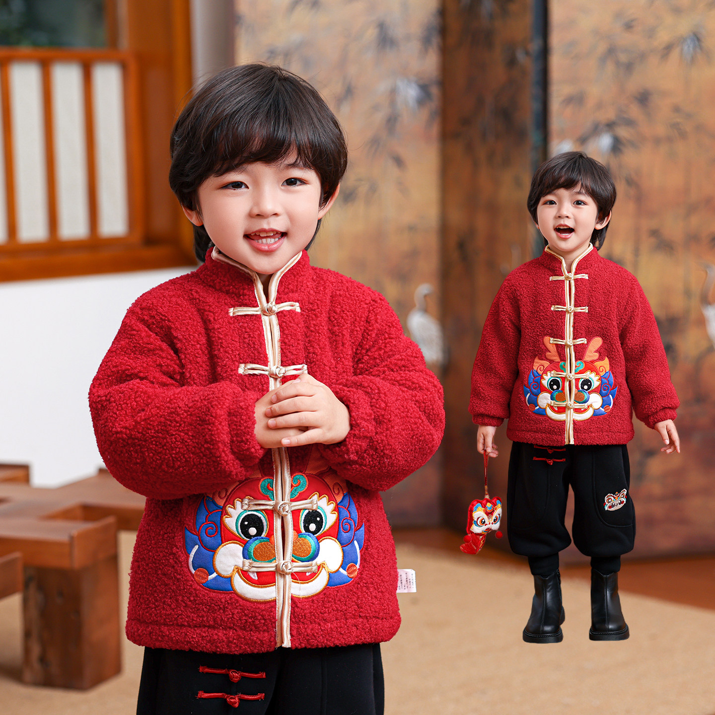 男童羊羔绒外套冬季宝宝新年拜年服国潮风儿童加绒加厚棉衣7976,童装/婴儿装/亲子装,普通外套,淘宝优惠券,粉丝福利购,淘宝优惠卷