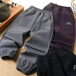 男童一体绒工装裤秋冬季儿童登山裤防风保暖休闲裤男孩运动裤6659