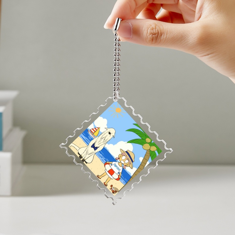 动漫间谍过家家涂鸦风阿尼亚假期邮票款55x55mm挂件钥匙扣挂饰