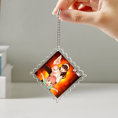 间谍过家家 阿尼亚约尔习武 55x55mm邮票挂件钥匙扣吊坠挂坠珠链