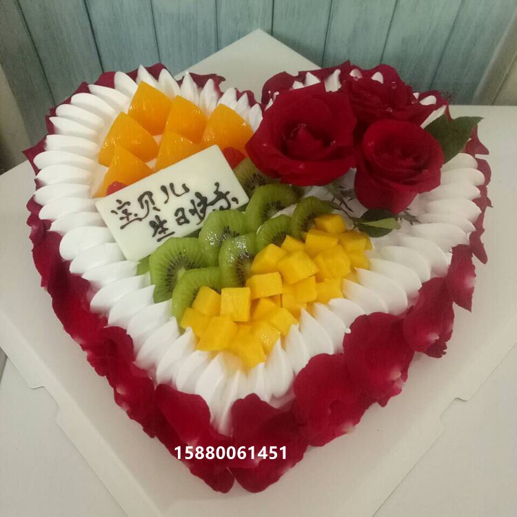 福州玫瑰新鲜水果情人节生日蛋糕