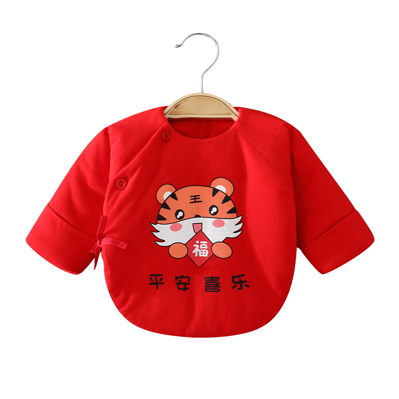 NEWBORN HALF-BACK CLOTHESPINS COTTON TOPS BABY FULL MOON RED WARM MONK CLOTHES BABY TOPS PADDED JACKET AUTUMN AND WINTER