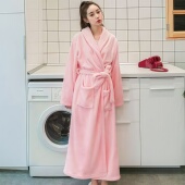 浴袍情侣保暖睡衣长款 秋冬季 加厚加绒珊瑚绒睡袍女士宽松大码 晨跑