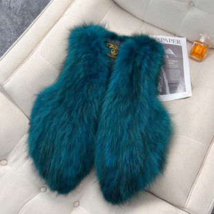 狐狸毛马夹真皮草女士短款显瘦貉子毛背心坎肩秋冬小马甲反季促销