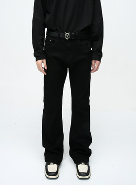 MTLCLOTHES男装|四季欧美vibe风简约黑色修身弹力微喇牛仔裤