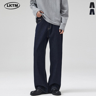 LKTM男装#深蓝色原牛2021M版型牛仔裤男女宽松经典Cleanfit直筒裤