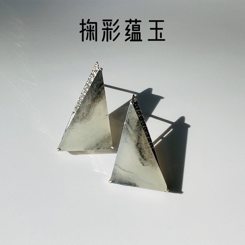 和田玉耳钉且末青花意境好细腻油润时尚简约小众设计感个性耳饰,珠宝/钻石/翡翠,耳饰,淘宝优惠券,粉丝福利购,淘宝优惠卷
