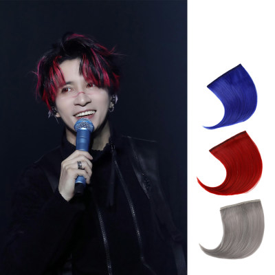 挑染假发片男女短发一片式无痕彩色接发片演出红色渐变头顶彩染