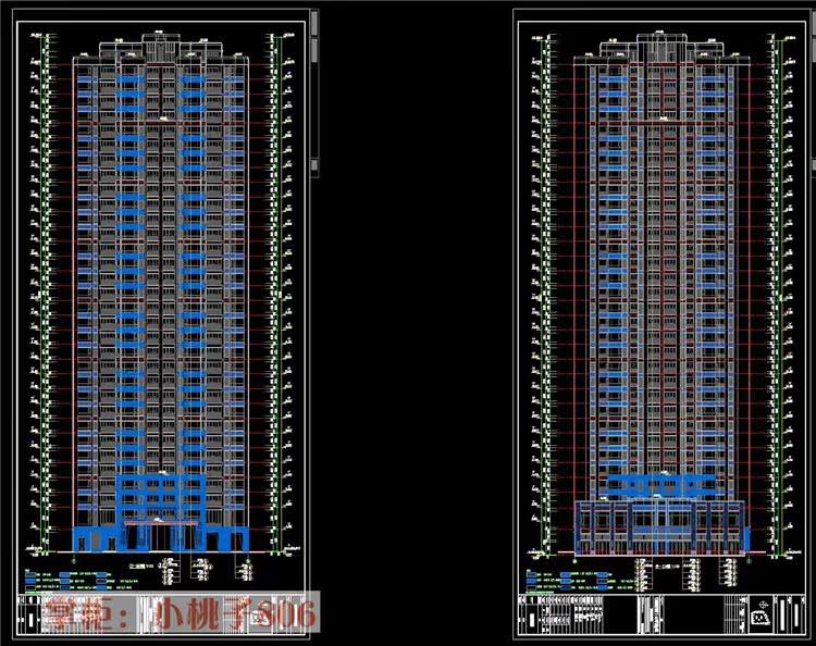 住宅全套施工图(建结水暖电)高层住宅建筑设计施工图cad方案户型