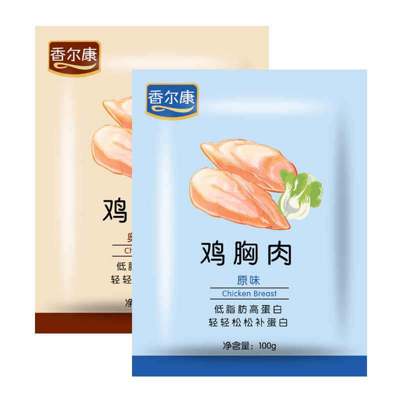 香尔康鸡肉健身鸡胸肉无淀粉即食减低脂卡小零食代餐食品100g*7袋