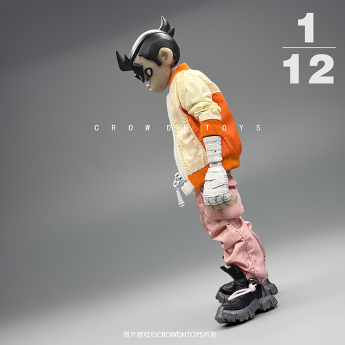 1/12兵人6寸人偶 CROWDHTOYS 潮流 外套 工装裤 黑角龙 牙仔 DAM