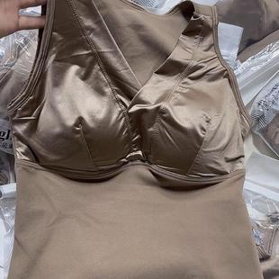 2024秋冬新款 欧货双面绒拼接缎面美背女带胸垫保暖背心吊带内衣潮