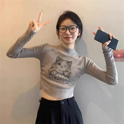 高级感半高领长袖打底衫女