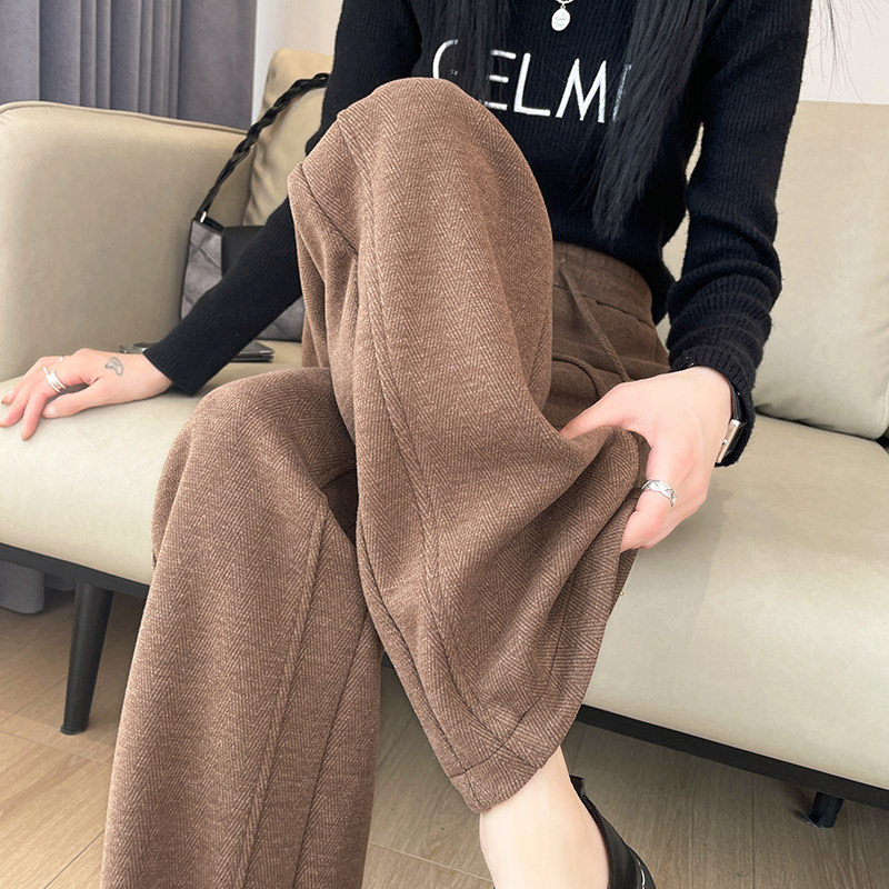 卡其色羊绒毛呢窄版阔腿裤女2025秋冬新款高腰垂感呢子直筒休闲裤,女装/女士精品,休闲裤,淘宝优惠券,粉丝福利购,淘宝优惠卷