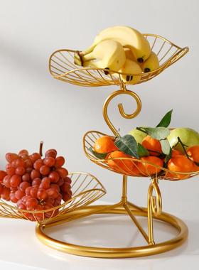 轻奢现代餐厅个性多层水果盘铁艺ins家用客厅茶几零食盘创意北欧