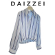 POLO领条纹衬衣时尚 DAIZZEI 女秋新款 气质高级感蓝色衬衫 上衣 法式