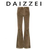 复古休闲裤 DAIZZEI 高腰显瘦百搭直筒裤 女春新款 灯芯绒微喇长裤