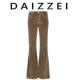 复古休闲裤 DAIZZEI 高腰显瘦百搭直筒裤 女春新款 灯芯绒微喇长裤