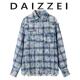 POLO领衬衫 DAIZZEI 扎染流苏格纹长袖 秦岚张含韵同款 上衣女 秋新款
