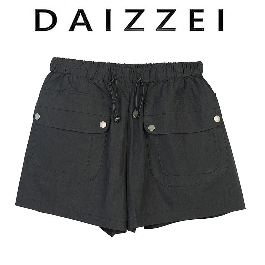 DAIZZEI~美式设计感抽绳口袋休闲工装裤女夏新款百搭显高显瘦短裤,女装/女士精品,裤子,淘宝优惠券,粉丝福利购,淘宝优惠卷