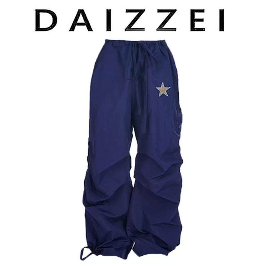 DAIZZEI~谢可寅同款美式个性抽绳束脚工装裤设计感甜酷休闲阔腿裤,女装/女士精品,裤子,淘宝优惠券,粉丝福利购,淘宝优惠卷