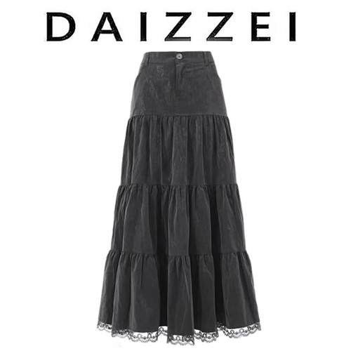 哥特风蛋糕裙显瘦蕾丝边半身裙女