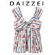 背心衬衫 DAIZZEI 度假风条纹碎花无袖 女夏新款 女上衣 别致漂亮小衫