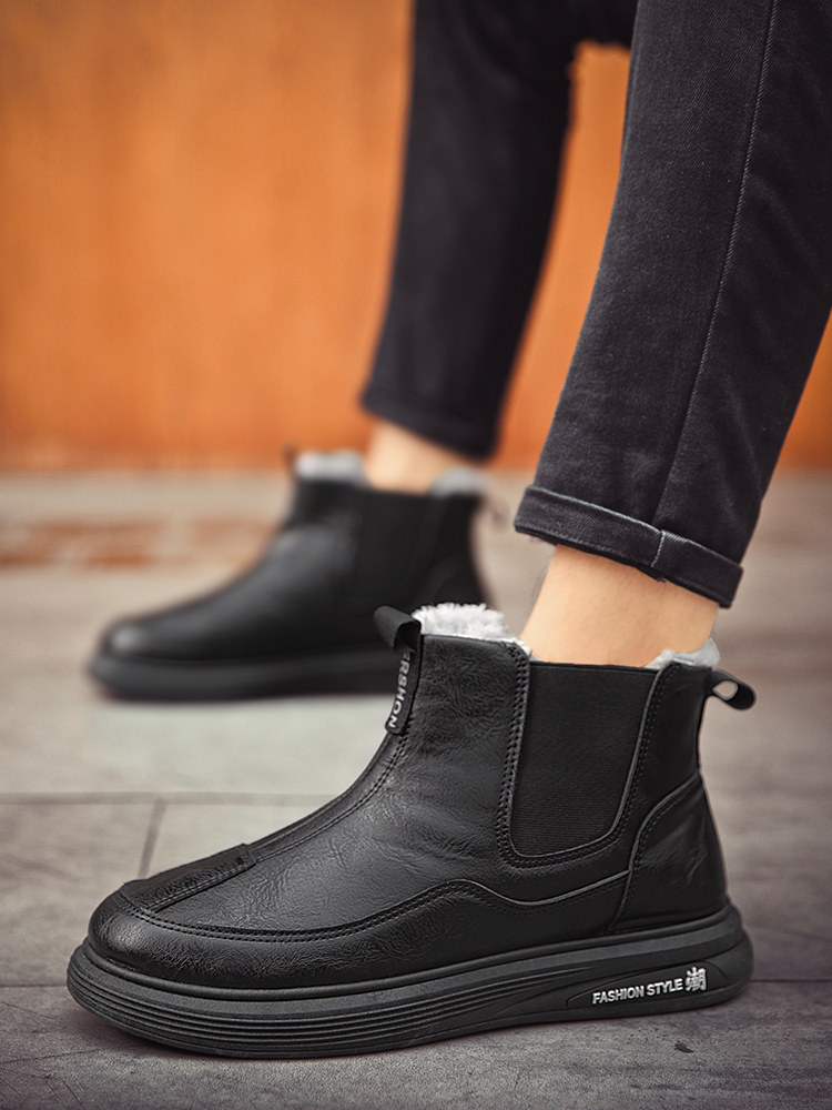 NORTHEAST SNOW BOOTS MENS WINTER VELVET WARM THICKENED MENS SHOES COTTON SHOES COTTON BOOTS MENS BOOTS MENS BOOTS WATERPROOF LEATHER BOOTS