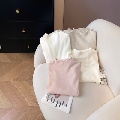 秋冬半高领纯色内搭针织打底衫女