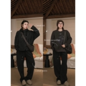 漫游模式 2025秋冬新款 宽松百搭韩版 郑买买 显瘦抽绳束脚休闲裤 女