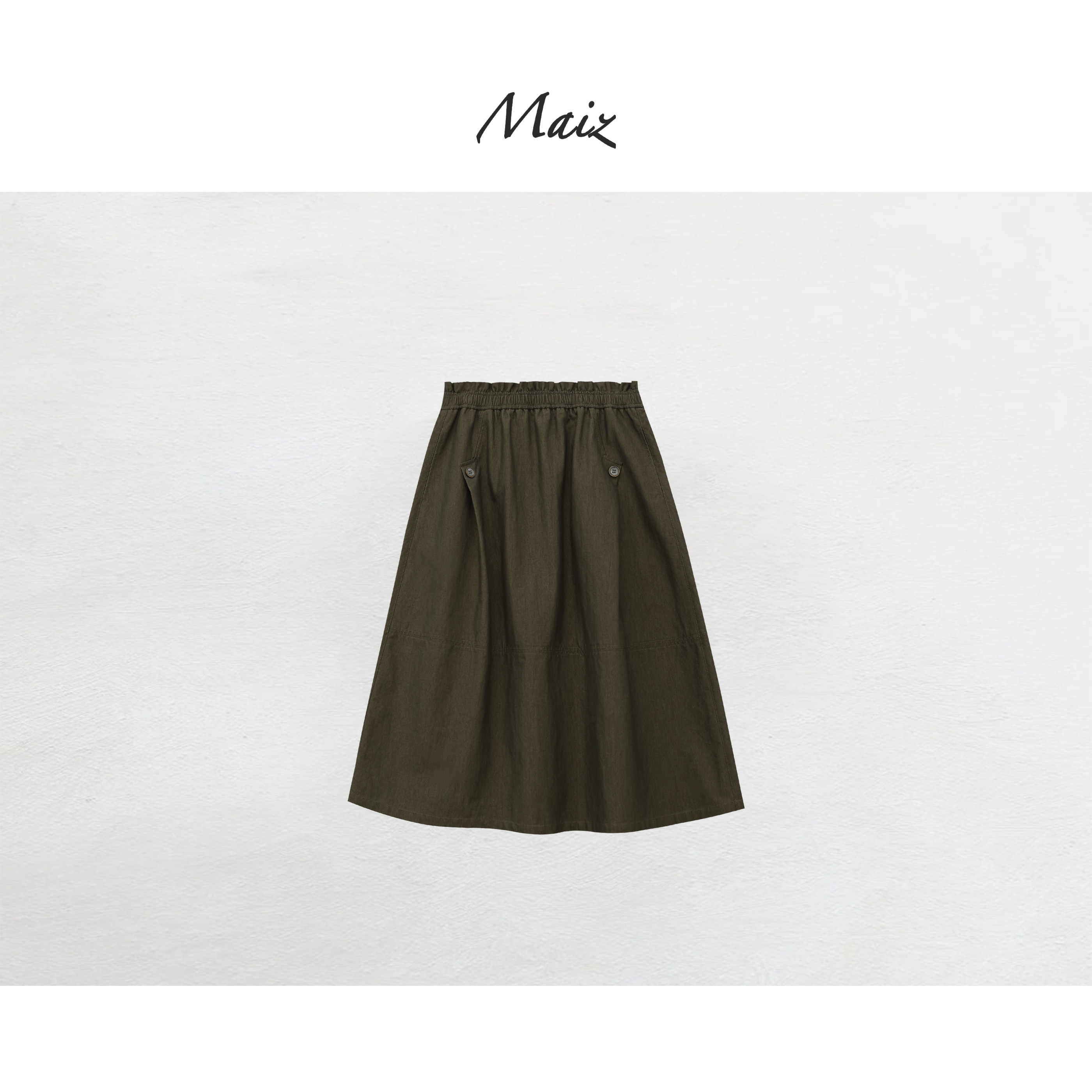 郑买买 原野来信 春季新款时尚全松紧口袋简约百搭拼接半身裙女款