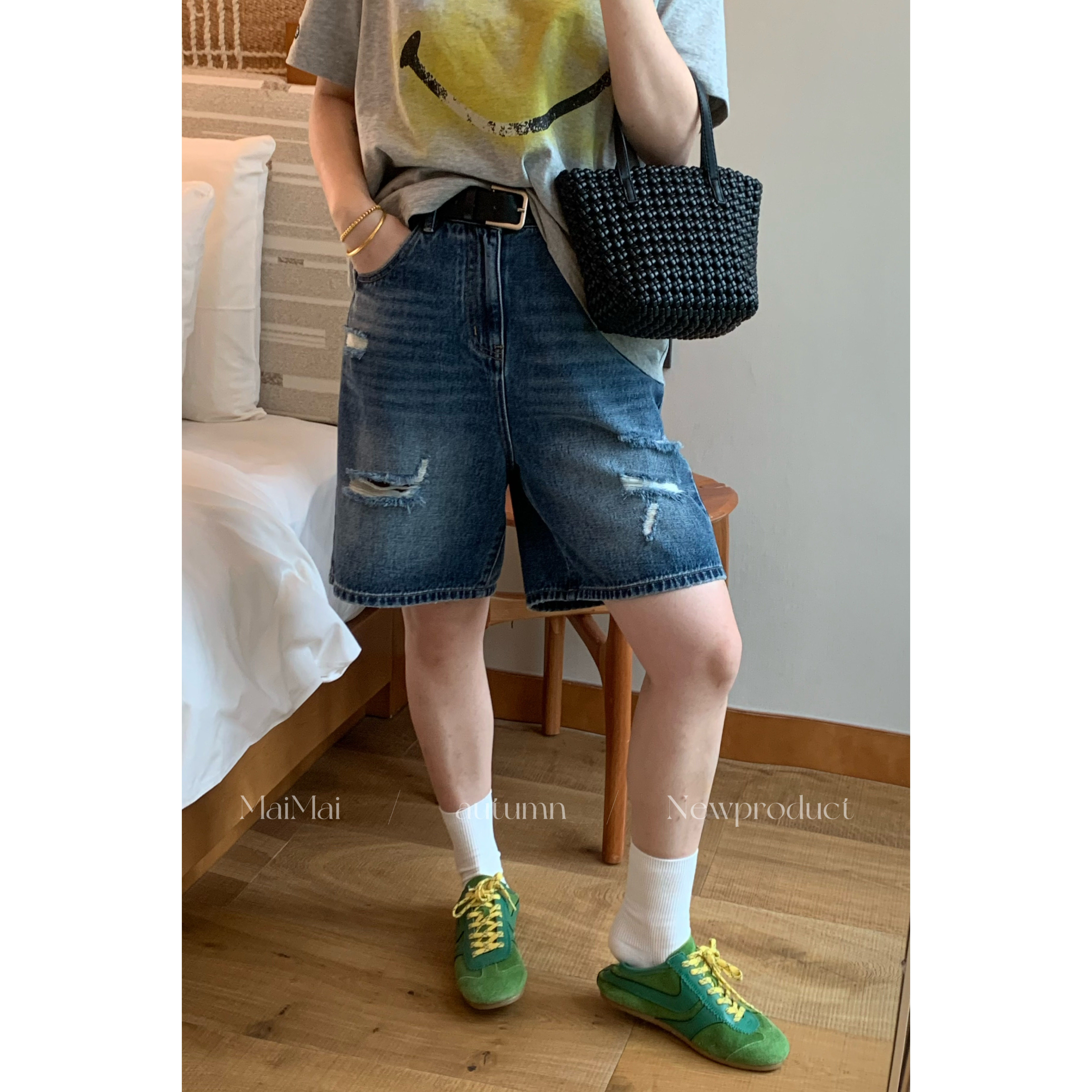 【郑买买】街头基调 夏季新款高腰宽松百搭休闲复古破洞牛仔短裤,女装/女士精品,牛仔裤,淘宝优惠券,粉丝福利购,淘宝优惠卷