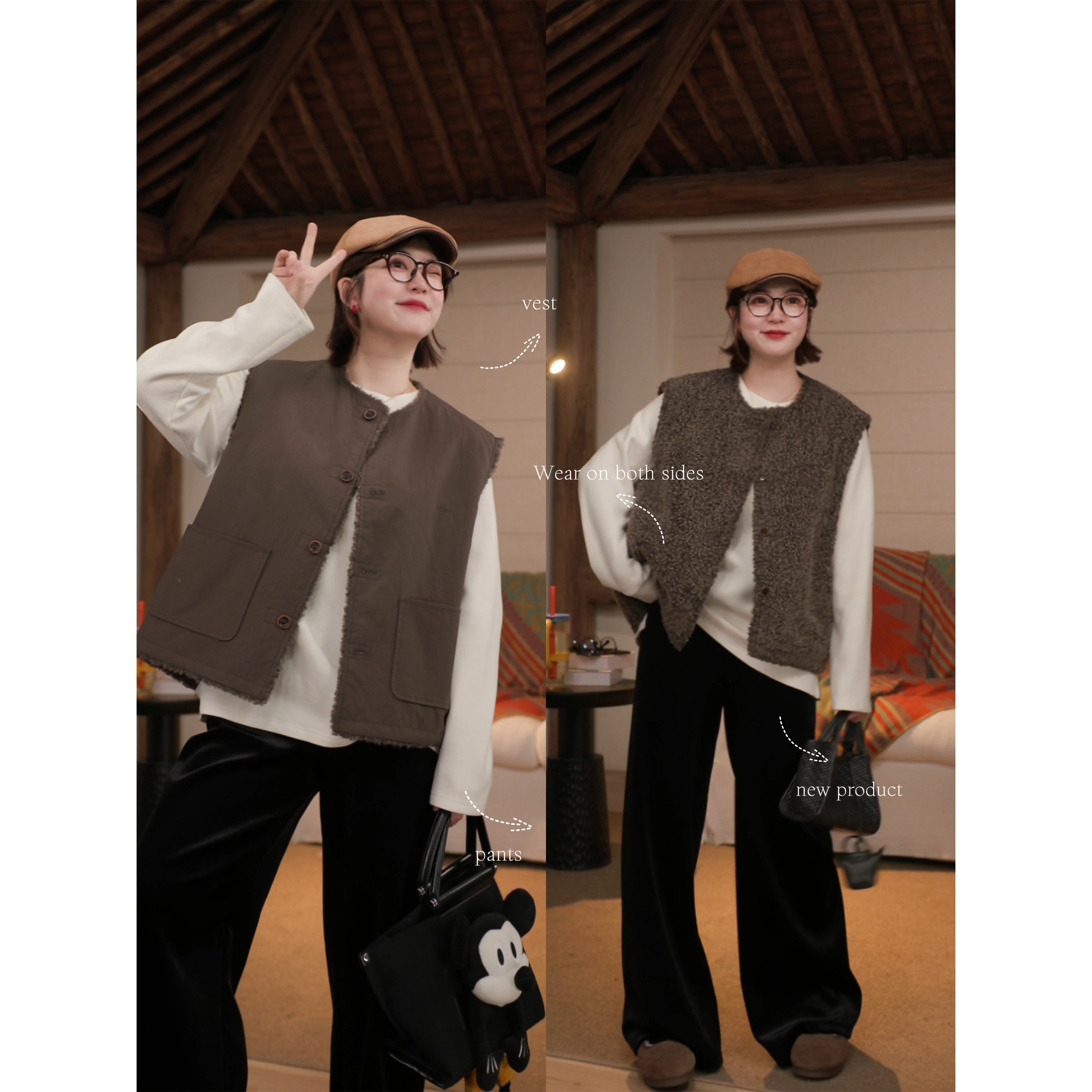 秋冬新款时尚户外百搭老钱风马夹