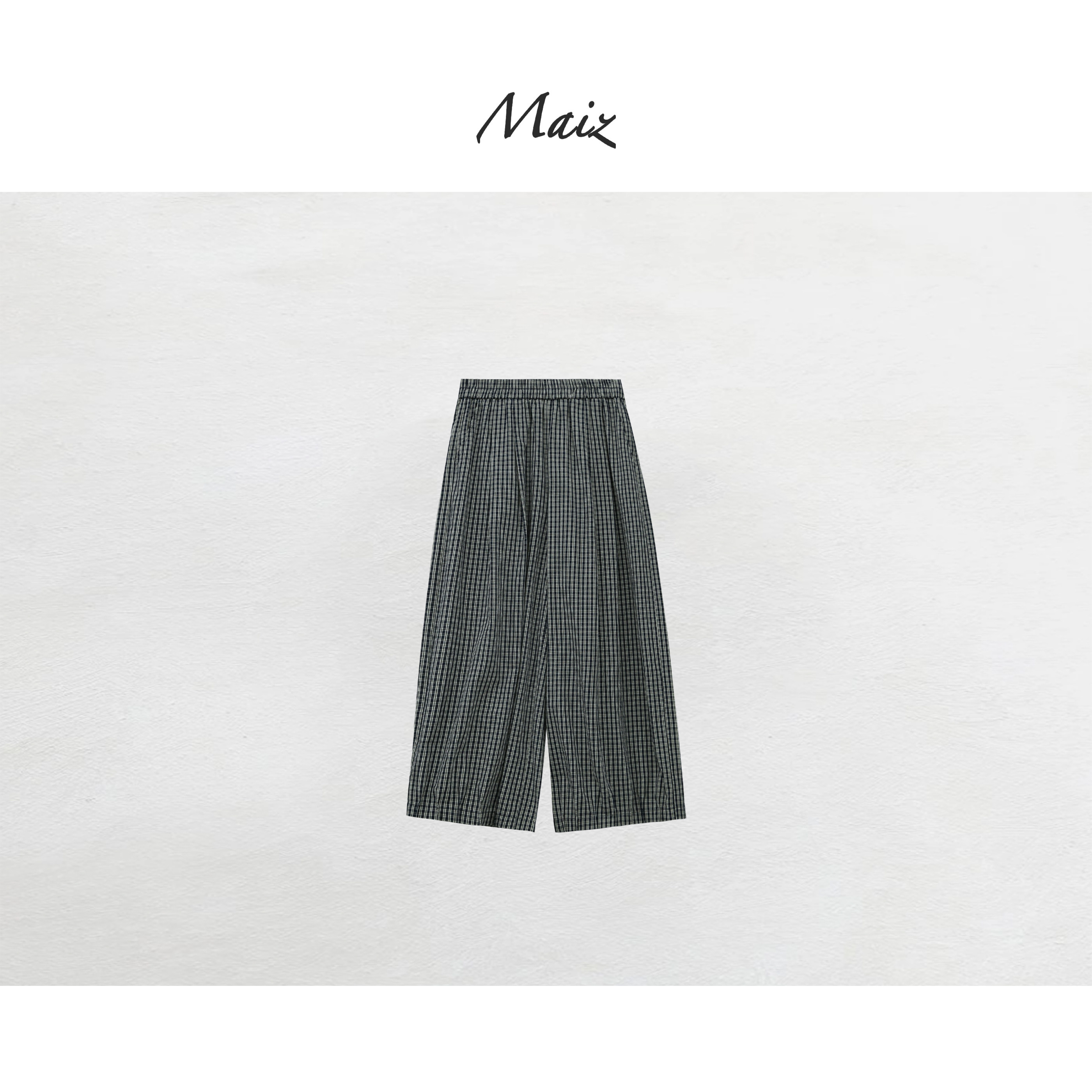 郑买买 花苞格子裤 新款纯棉韩系小众百搭全松紧休闲裤格子灯笼裤