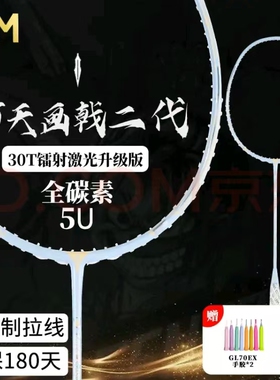 初学者方天画戟二代羽毛球拍全碳素纤维单拍4U5U超轻均衡之刃单拍