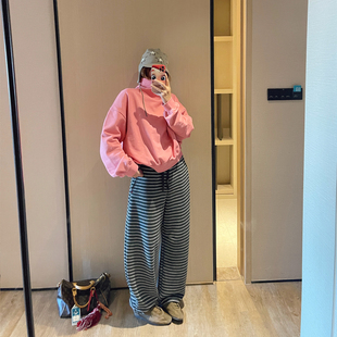 KOGIRL100棉半高领落肩大廓形韩系东大门宽松休闲松弛卫衣上衣女