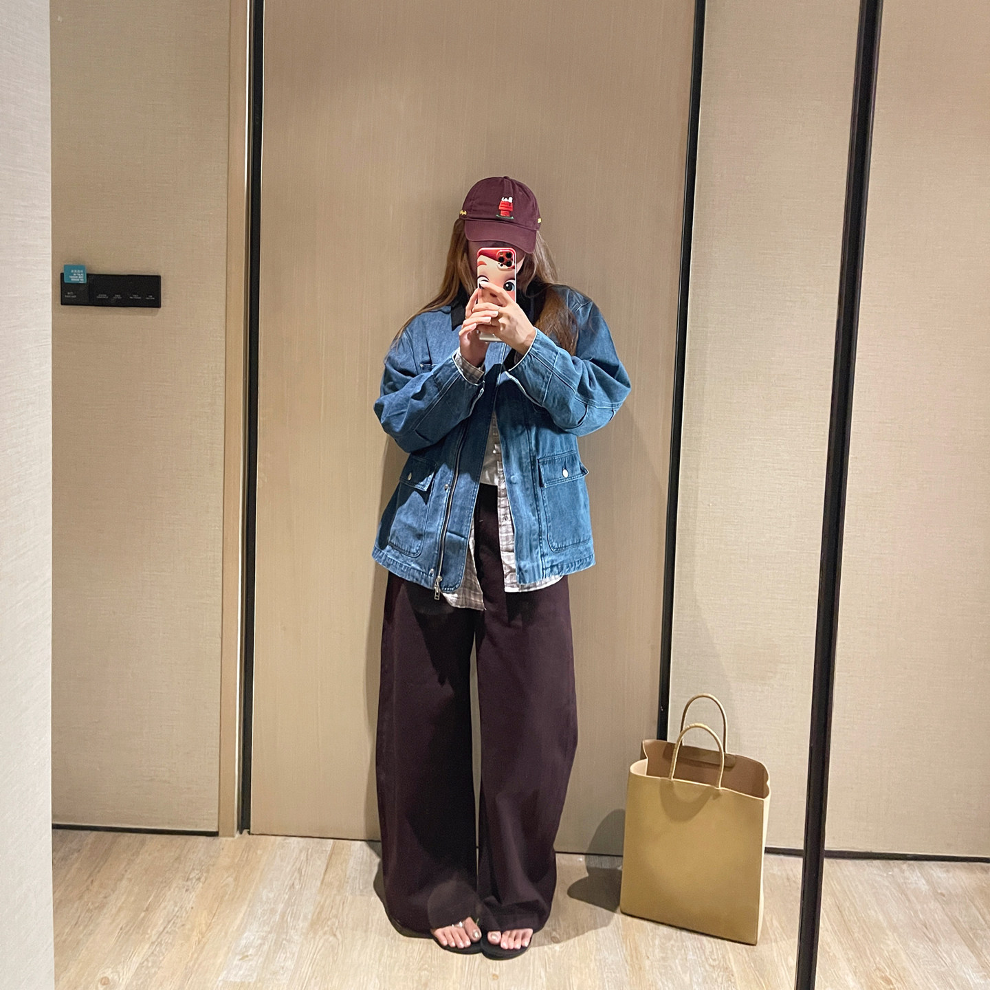 KOGIRL宽松工装风牛仔夹克外套丹宁撞色翻领廓形松弛外套女日系