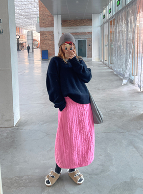 KOGIRL韩版东大门冬季简约绗棉灯芯绒A字蓬蓬裙休闲日系半身裙女