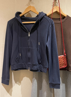 KOGIRL正肩剪裁双头拉链连帽外搭韩系ins休闲修身显瘦开衫外套女