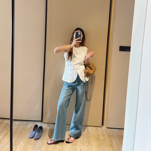 夏季老钱风亚麻西装马甲廓形显瘦