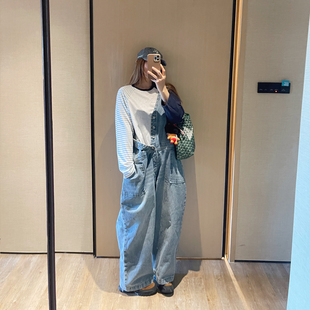 KOGIRL插肩袖 T恤上衣 剪裁韩系撞色条纹拼接圆领宽松柔软亲肤长袖