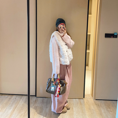 冬日环保皮草柔软单排扣马甲外套