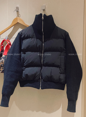 KOGIRL冬季韩系东大门时髦简约高领拼接针织保暖百搭显瘦棉服外套